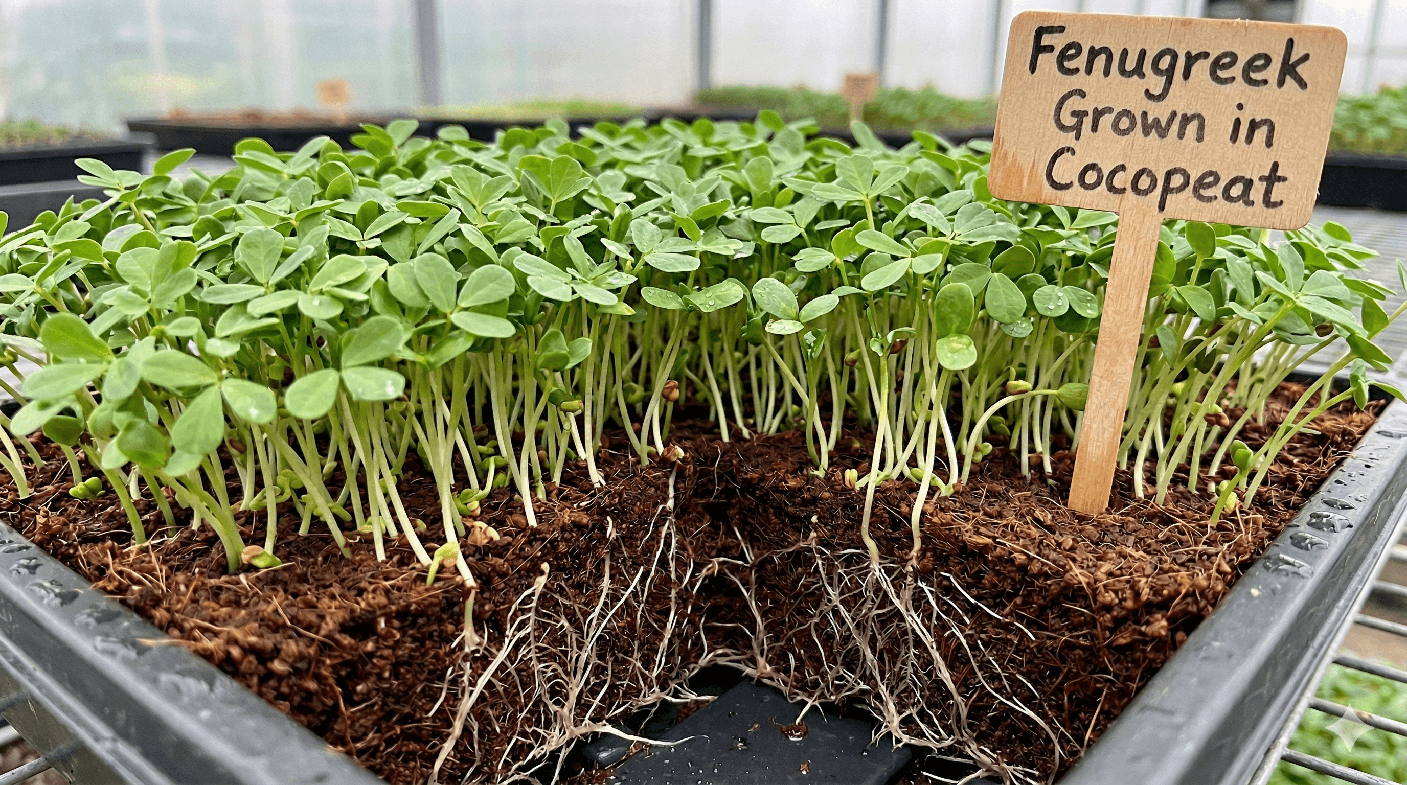 Fenugreek microgreens — fresh close-up