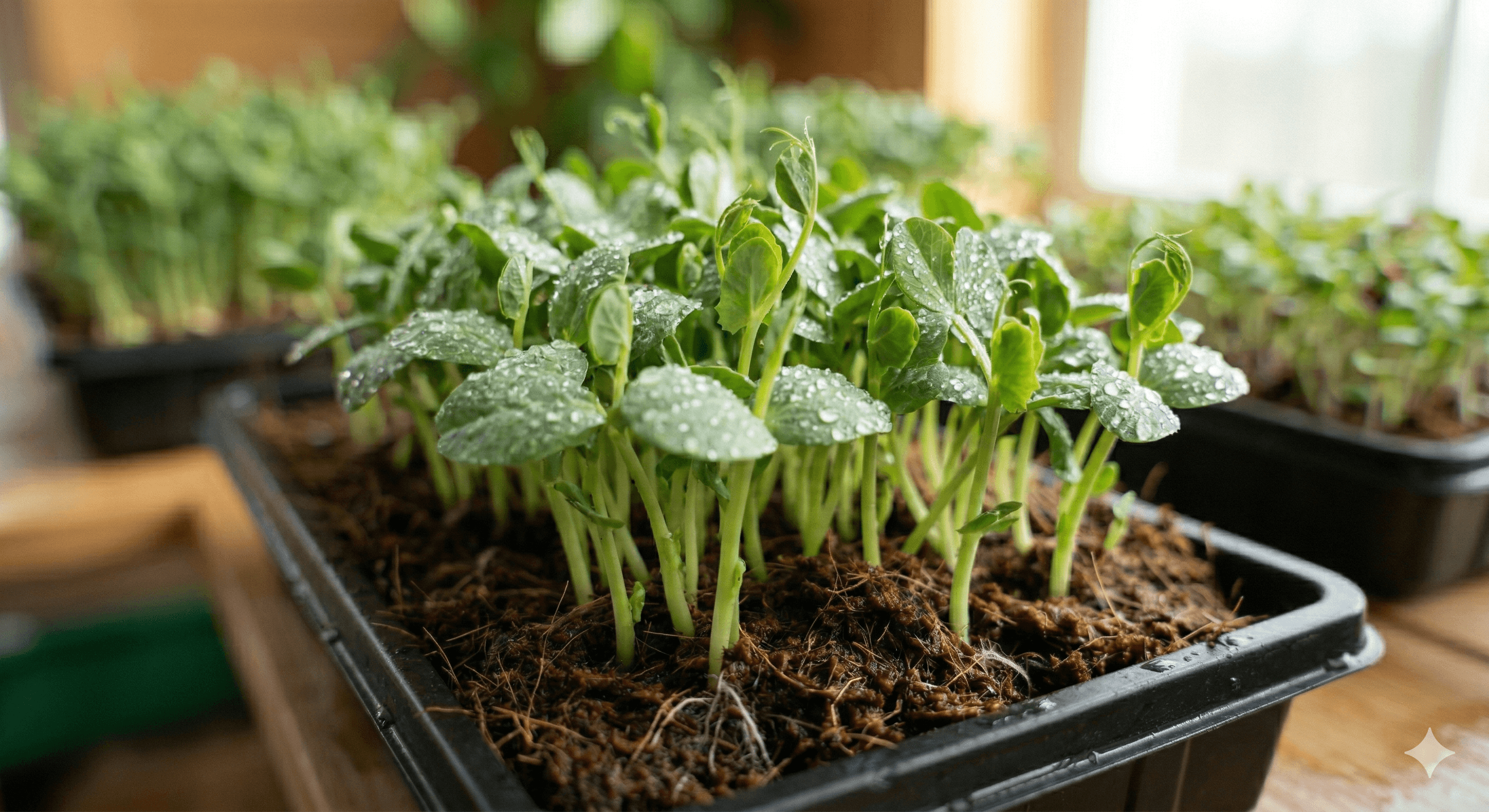 Peas microgreens — fresh close-up